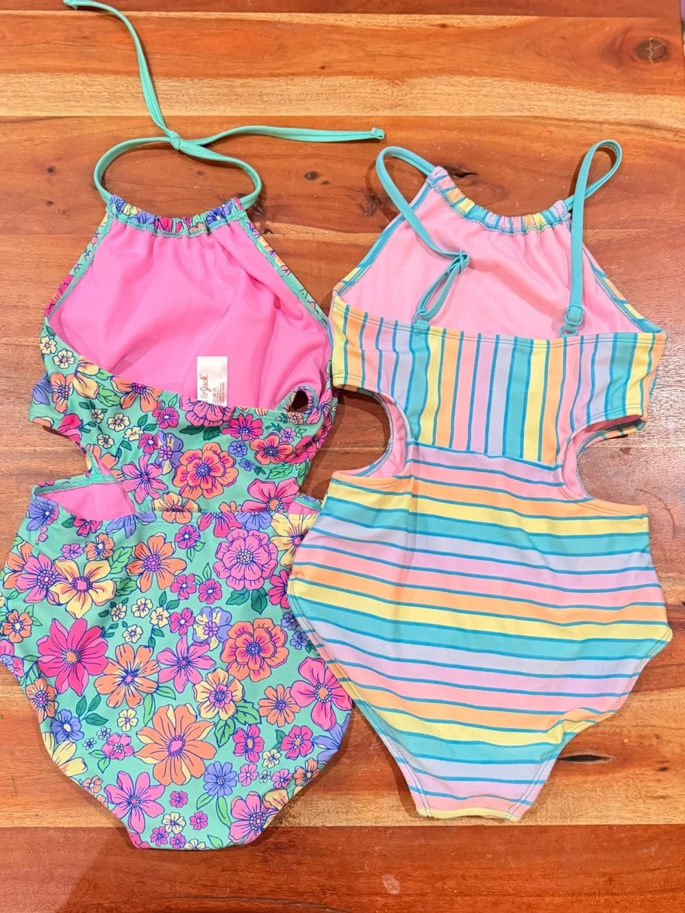 8LOT: Colorful Mixed Girls' Swimwear Bundle - Tropical & Floral Prints size 7/8